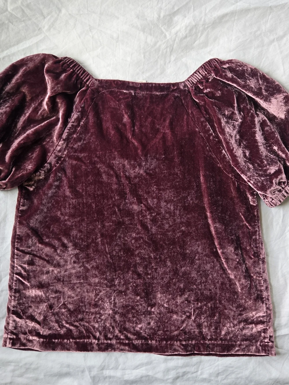 Velvet Romantic Puff Sleeve Feminine Whimsical Fairy Sweetheart Top - Plum